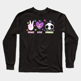 Peace Love Pandas Long Sleeve T-Shirt